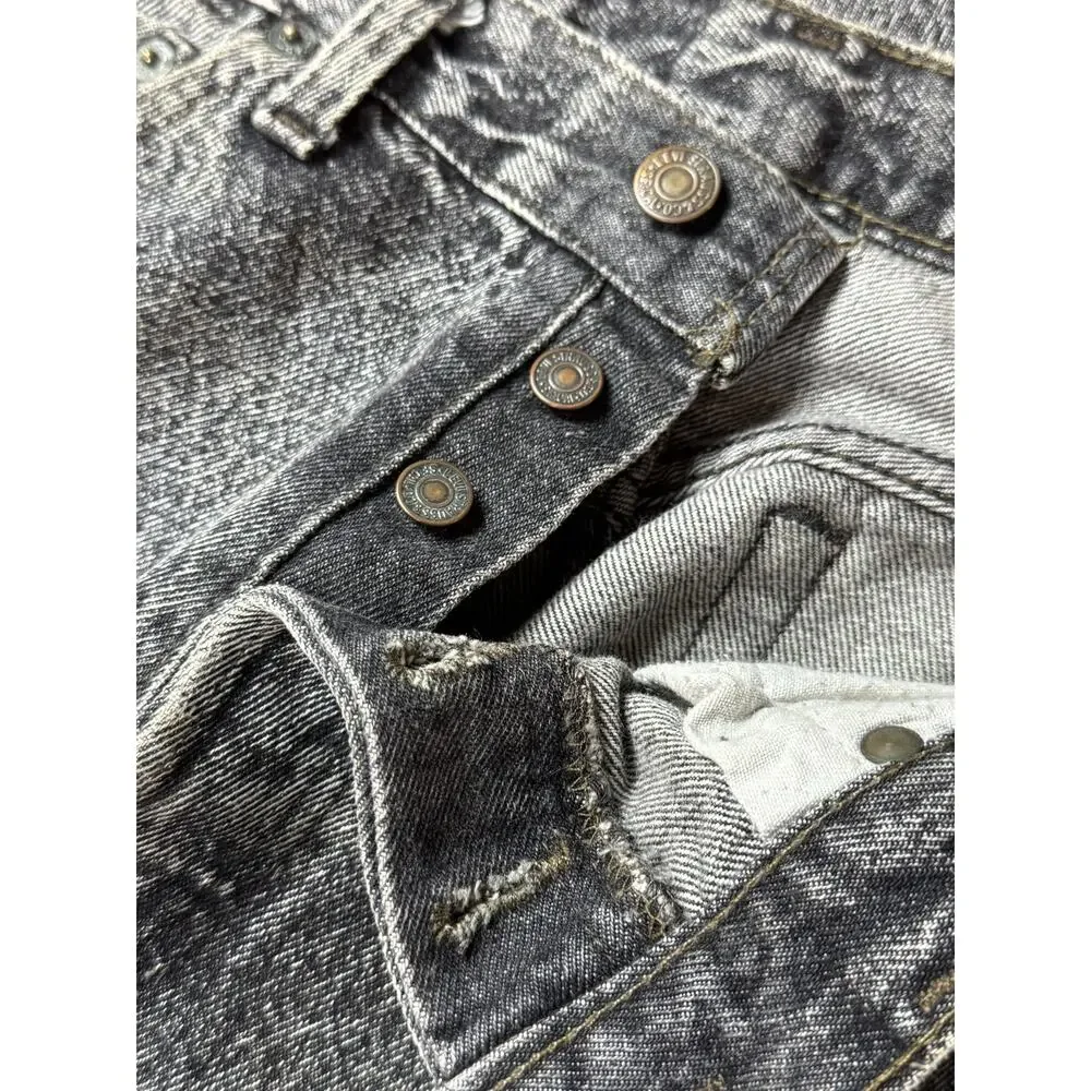 Vintage RARE 1980s Gray Levis 501 Acid Wash Button Fly Jeans Grunge Rock Metal